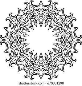 Beautiful mandala pattern. Creative ornament. Repeating art for background. Can be used as a coloring book for children and adults to enjoy their hobby. Also can be used as a tattoo design.