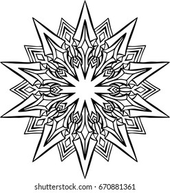 Beautiful mandala pattern. Creative ornament. Repeating art for background. Can be used as a coloring book for children and adults to enjoy their hobby. Also can be used as a tattoo design.