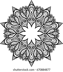 Beautiful mandala pattern. Creative ornament. Repeating art for background. Can be used as a coloring book for children and adults to enjoy their hobby. Also can be used as a tattoo design.
