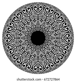Beautiful mandala pattern. Creative ornament. Repeating art for background. Can be used as a coloring book for children and adults to enjoy their hobby. Also can be used as a tattoo design.
