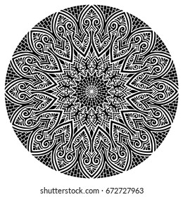 Beautiful mandala pattern. Creative ornament. Repeating art for background. Can be used as a coloring book for children and adults to enjoy their hobby. Also can be used as a tattoo design.
