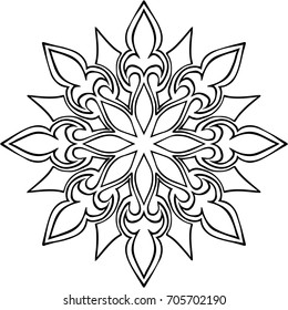 Beautiful mandala pattern. Creative ornament. Repeating art for background. Can be used as a coloring book for children and adults to enjoy their hobby. Also can be used as a tattoo design.