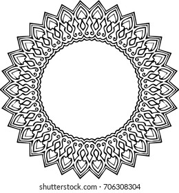 Beautiful mandala pattern. Creative ornament. Repeating art for background. Can be used as a coloring book for children and adults to enjoy their hobby. Also can be used as a tattoo design.
