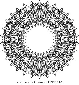 Beautiful mandala pattern. Creative ornament. Repeating art for background. Can be used as a coloring book for children and adults to enjoy their hobby. Also can be used as a tattoo design.