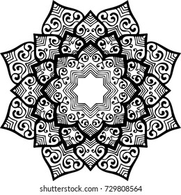 Beautiful mandala pattern. Creative ornament. Repeating art for background. Can be used as a coloring book for children and adults to enjoy their hobby. Also can be used as a tattoo design.