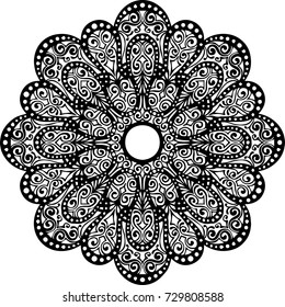 Beautiful mandala pattern. Creative ornament. Repeating art for background. Can be used as a coloring book for children and adults to enjoy their hobby. Also can be used as a tattoo design.