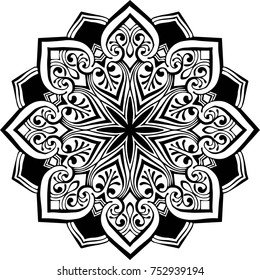 Beautiful mandala pattern. Creative ornament. Repeating art for background. Can be used as a coloring book for children and adults to enjoy their hobby. Also can be used as a tattoo design.