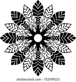 Beautiful mandala pattern. Creative ornament. Repeating art for background. Can be used as a coloring book for children and adults to enjoy their hobby. Also can be used as a tattoo design.