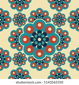 Beautiful mandala pattern with islamic geometric flower seamless pastel colors background.
