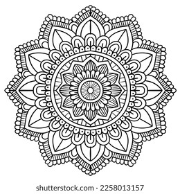 beautiful mandala pattern. mandala outline for coloring book. antistress coloring page. coloring for kids and adults.