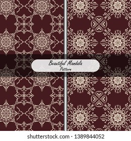 Beautiful mandala pattern sets luxury style geometric shape