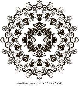 Beautiful mandala. Round ornamental pattern. Black and white.
