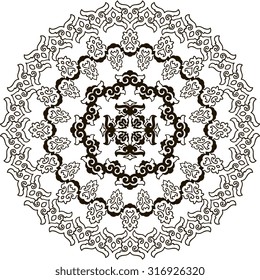 Beautiful mandala. Round ornamental pattern. Black and white.