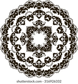 Beautiful mandala. Round ornamental pattern. Black and white.