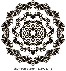 Beautiful mandala. Round ornamental pattern. Black and white.