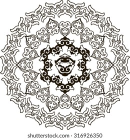 Beautiful mandala. Round ornamental pattern. Black and white.