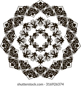 Beautiful mandala. Round ornamental pattern. Black and white.