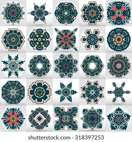 Beautiful mandala set. Round ornamental pattern set.