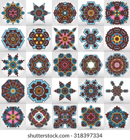 Beautiful mandala set. Round ornamental pattern set.