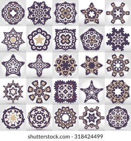 Beautiful mandala set. Round ornamental pattern set.