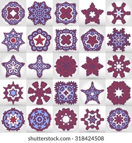Beautiful mandala set. Round ornamental pattern set.