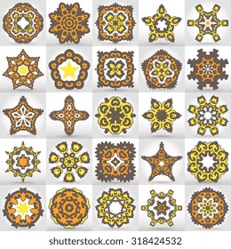 Beautiful mandala set. Round ornamental pattern set.