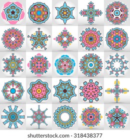 Beautiful mandala set. Round ornamental pattern set.