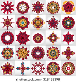 Beautiful mandala set. Round ornamental pattern set.