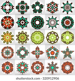 Beautiful mandala set. Round ornamental pattern set.