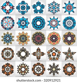 Beautiful mandala set. Round ornamental pattern set.