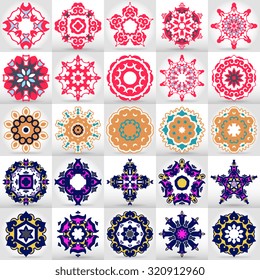 Beautiful mandala set. Round ornamental pattern set.
