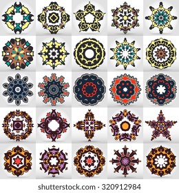 Beautiful mandala set. Round ornamental pattern set.