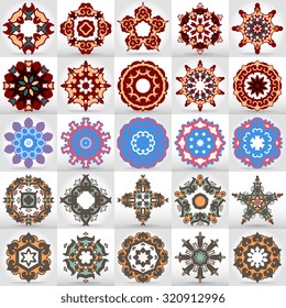 Beautiful mandala set. Round ornamental pattern set.