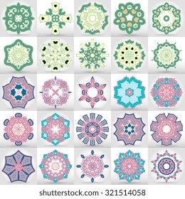 Beautiful mandala set. Round ornamental pattern set.