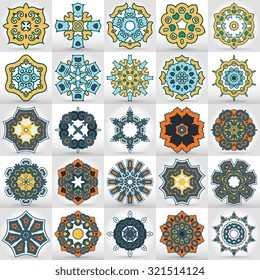 Beautiful mandala set. Round ornamental pattern set.