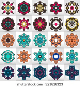 Beautiful mandala set. Round ornamental pattern set.