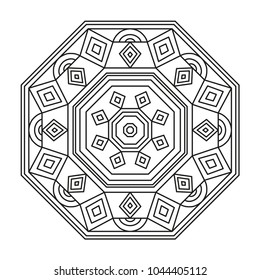 Beautiful Mandala Shape for Coloring. Book Page. Lines.