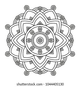 Beautiful Mandala Shape for Coloring. Book Page. Lines.