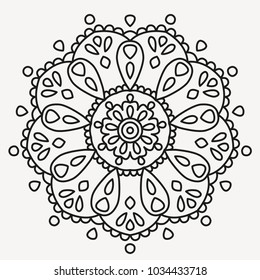 Beautiful Mandala Shape for Coloring. Vector Mandala. Floral. Flower. Oriental. Book Page. Lines