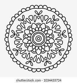 Beautiful Mandala Shape for Coloring. Vector Mandala. Floral. Flower. Oriental. Book Page. Lines