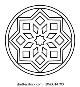 Beautiful Mandala Shape for Coloring. Vector Mandala. Christmas. Oriental. Book Page. Lines
