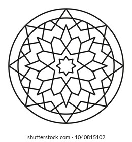 Beautiful Mandala Shape for Coloring. Vector Mandala. Christmas. Oriental. Book Page. Lines