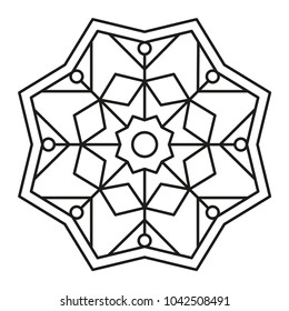 Beautiful Mandala Shape for Coloring. Vector Mandala. Christmas. Oriental. Book Page. Lines