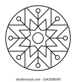Beautiful Mandala Shape for Coloring. Vector Mandala. Christmas. Oriental. Book Page. Lines