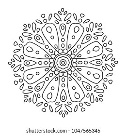 Beautiful Mandala Shape for Coloring. Vector Mandala. Floral. Flower. Oriental. Book Page. Lines