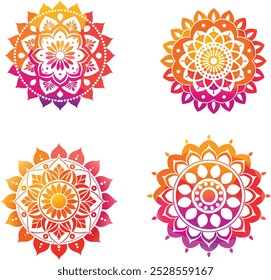 A "Beautiful Mandala vector illustration" is a detailed, symmetrical design featuring intricate patterns and shapes. It radiates harmony and balance, often used for artistic, spiritual, or decorative 