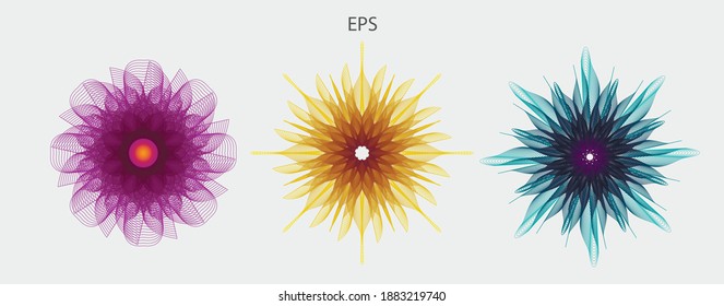 Beautiful mandalas. Abstract fractal patterns and shapes. Infinite universe.Mysterious psychedelic relaxation pattern. Dynamic flowing natural forms. Sacred geometry. Vector image.