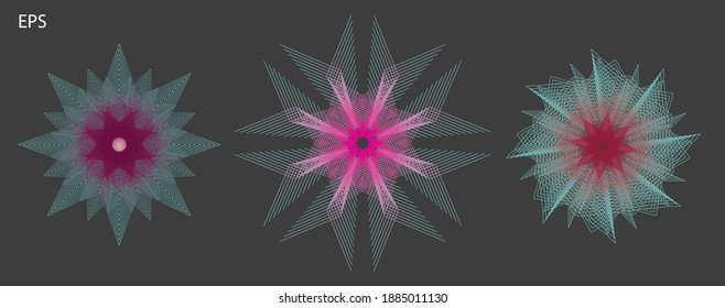 Beautiful mandalas. Abstract fractal patterns and shapes. Infinite universe.Mysterious psychedelic relaxation pattern. Dynamic flowing natural forms. Sacred geometry. Vector image.