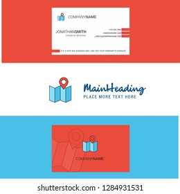 Beautiful Map  Logo and business card. vertical Design Vector