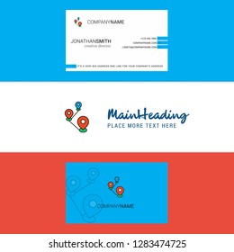 Beautiful Map route  Logo and business card. vertical Design Vector
